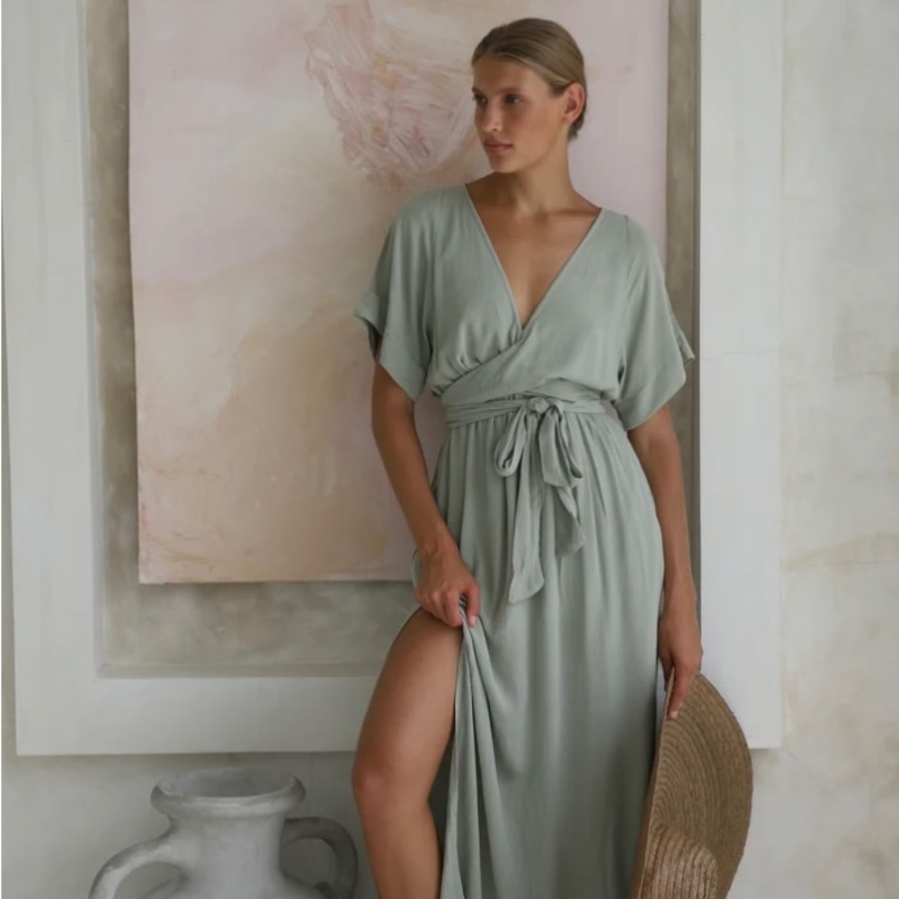 XS/S Hazel&Folk Melody Maxi Dress in Sage Green